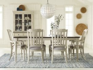 2041 Dining Room with Vintage Linen Finish Ladder Back Chairs